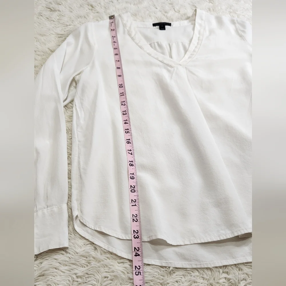 J. CREW Silk Vneck Long-sleeve Blouse Top Ivory Size 12 Business Career Workwear